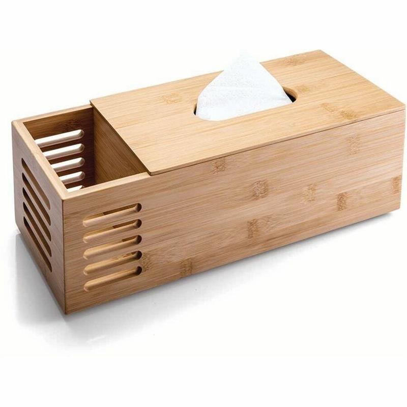 Image Boîte à mouchoirs rectangulaire en bambou
